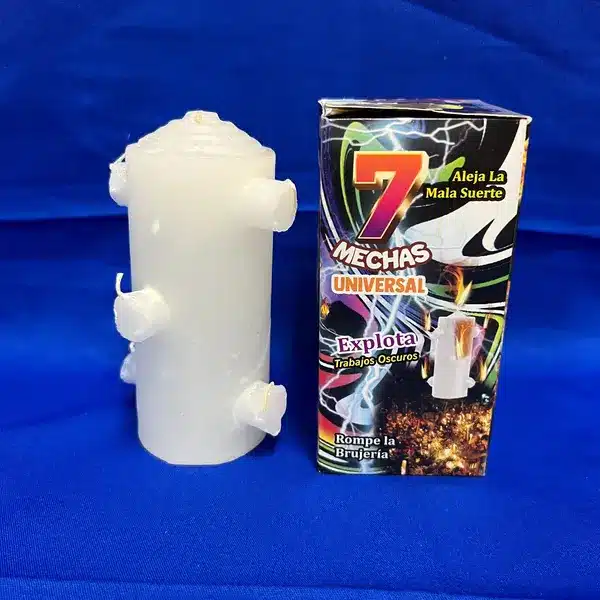 White Seven 7 wicks candle vela de siete mecha - Image 2