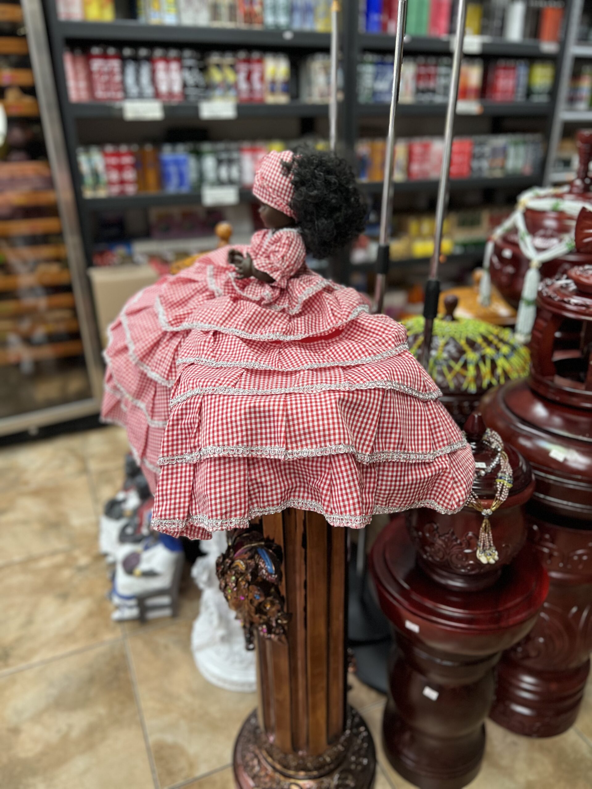 Doll muñeca de Shango Chango en ginga gingham roja - Image 7