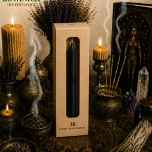 Box of taper black candles 36