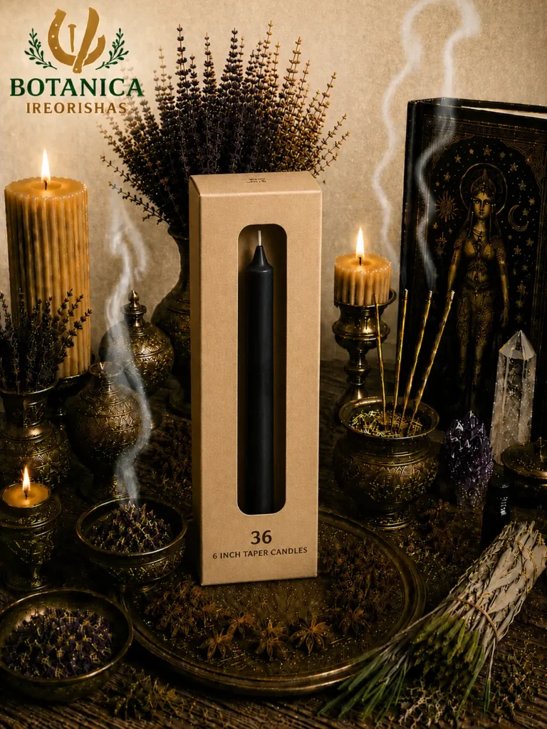 Box of taper black candles 36