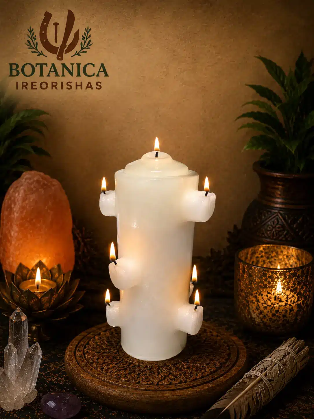 white seven wick candle