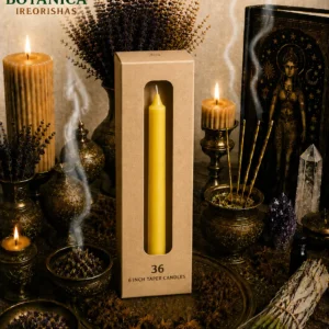 Box of taper yellow candles 36