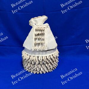 White Handmade Beaded Ile Ori with Ibori, Nigerian Traditional Item