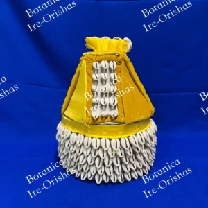 Yellow Handmade Beaded Ile Ori with Ibori