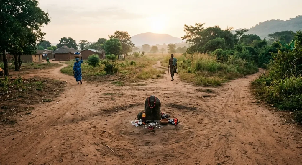Crossroads symbolism associated with Elegua